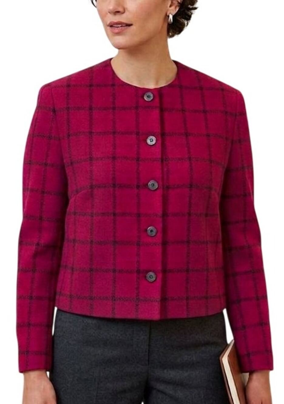 VTG CORBIN LTD 100% Wool Graph Plaid Suit Jacket Red Black SZ 10